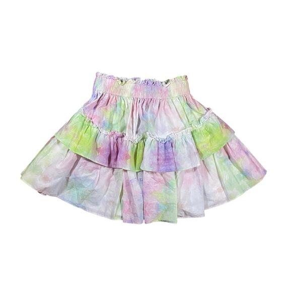 Stellah Tie-dye Ruffled Cotton Mini Skirt - XS - Picture 2 of 4